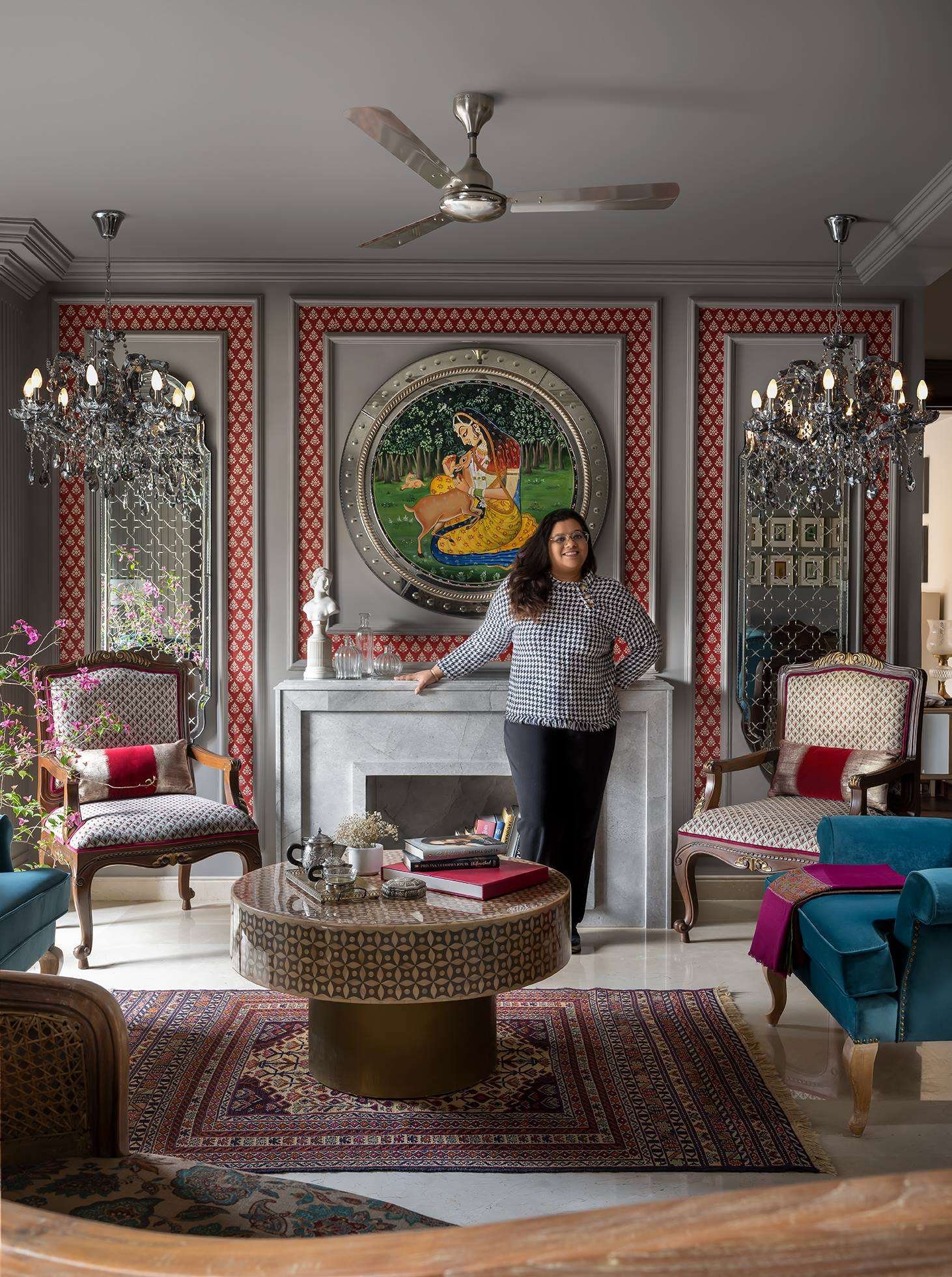 Pooja Gupta, founder of I Design Studios, in the drawing room of the House of Jewels residence